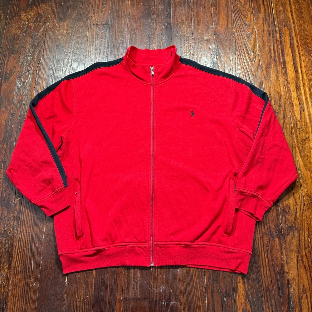 Polo Ralph Lauren Track Jacket Mens 2XB Red Full‎ Zip Stretch Interlock